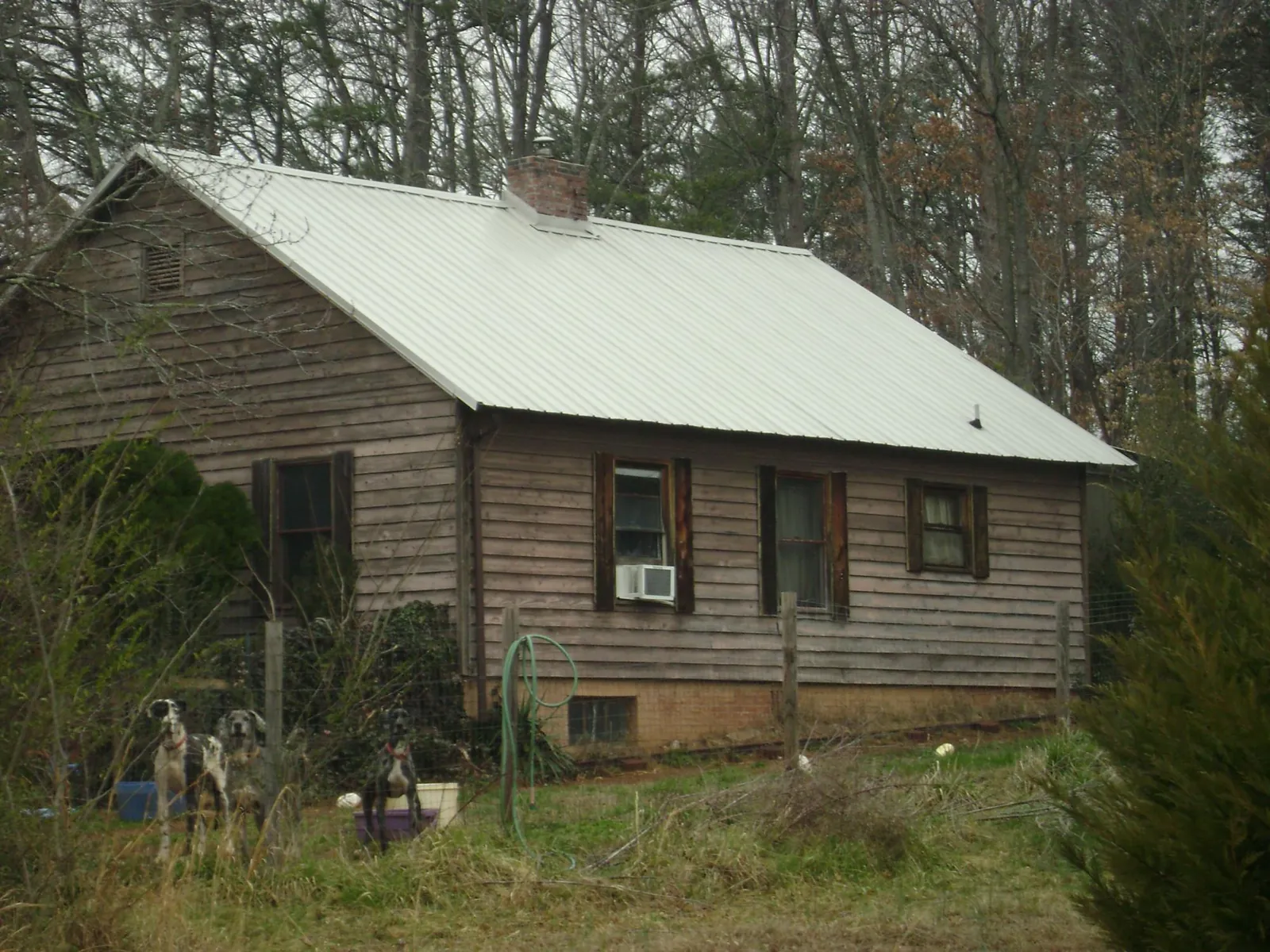 White metal roof on an old wood sided farmhouse, from a Asphalt Shingle Roof Repair job in Ramey